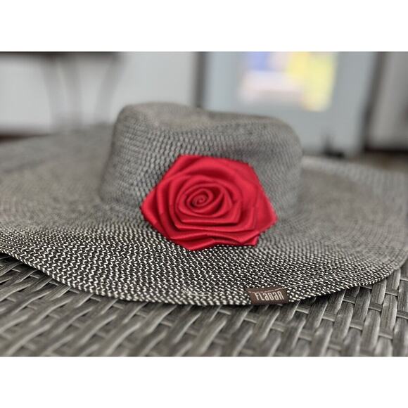 Flabar Accessories - FLABAR Paper Straw Brown & White Mix Floppy Sun Hat with Beaded Hatband 58cms